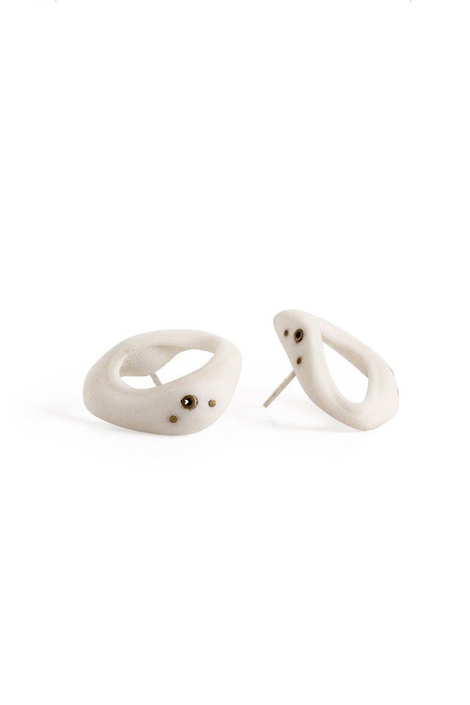 contemporary white stud earrings