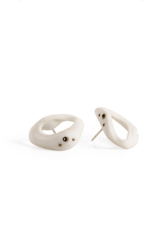 contemporary white stud earrings
