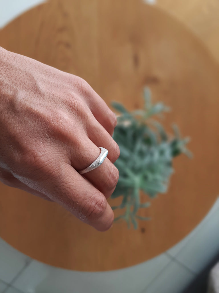 Simple and unique dainty Sterling Silver bar ring. by lacuna jewelry