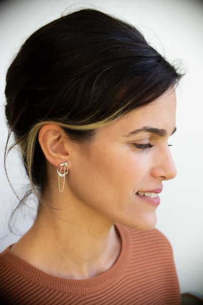 unique silver chain stud earrings by lacuna jewelry