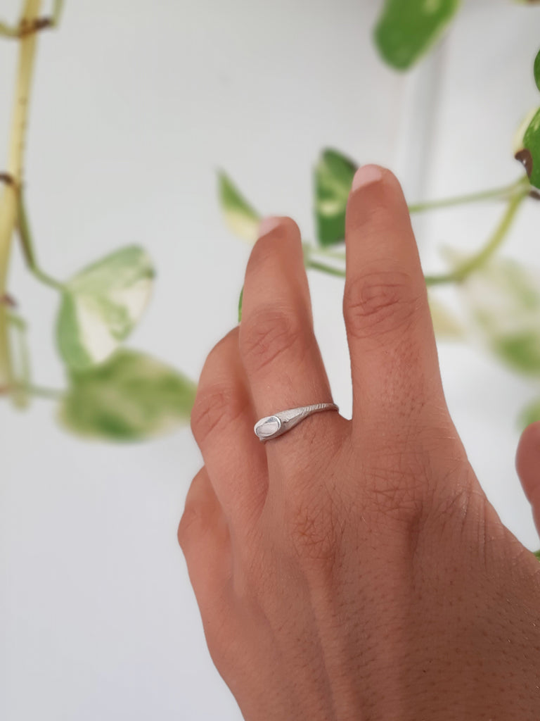 unique dainty raw style silver ring by lacuna jewelry