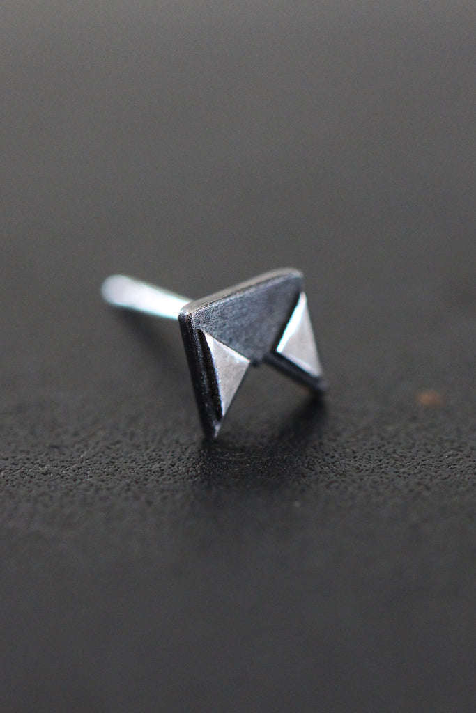 geometric stud earring for men, gothic stud, punk stud, Science Fiction stud for men, small triangle stud