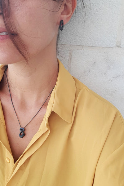 unique statement black silver pendant necklace for women by lacuna jewelry