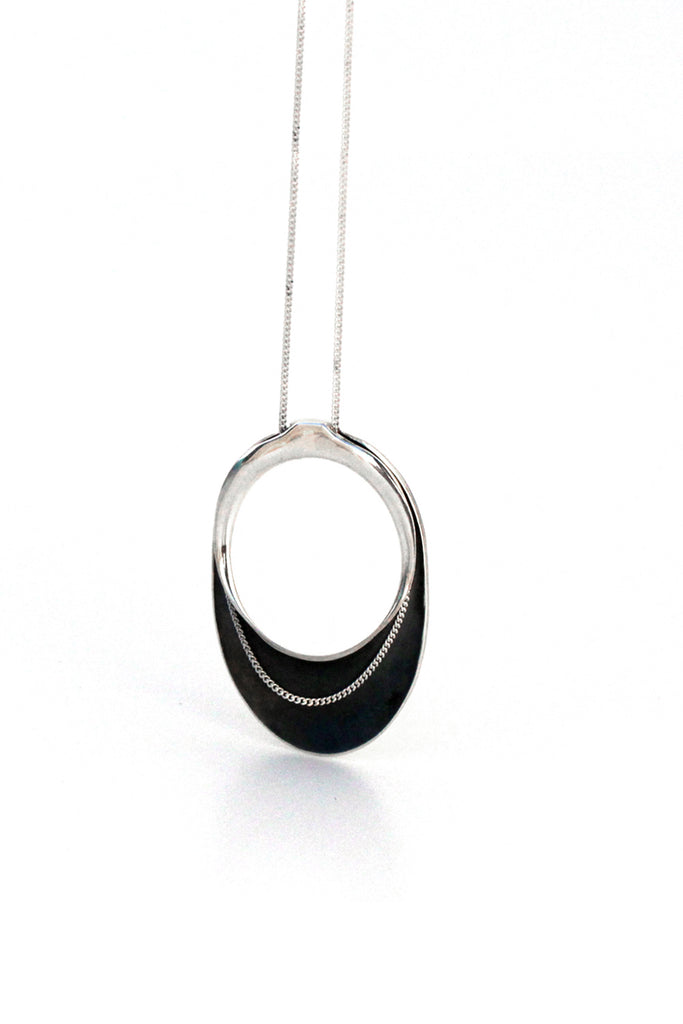 Modern minimalist elegant pendant necklace from sterling silver by lacuna jewelry