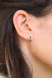 Unique tiny Silver stud earrings by lacuna jewelry